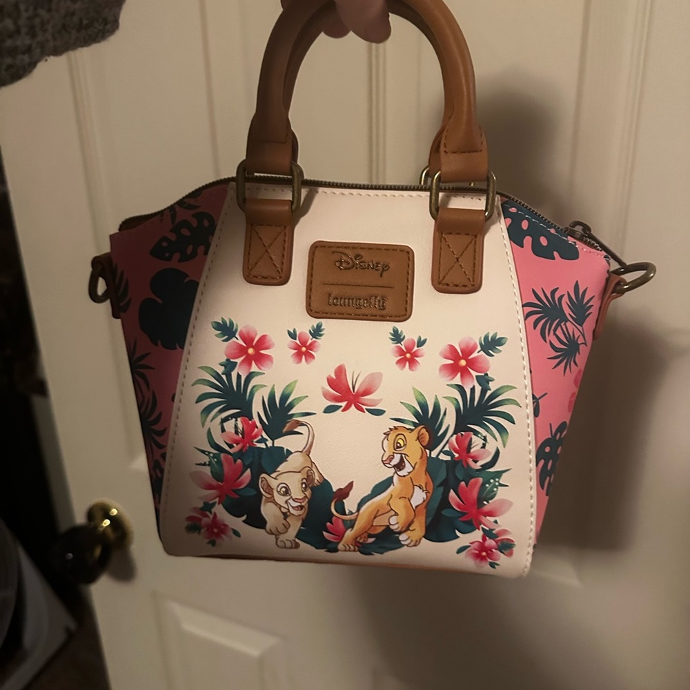 Loungefly Pink White Lion King Simba & Nala Satchel - Picture 2 of 5
